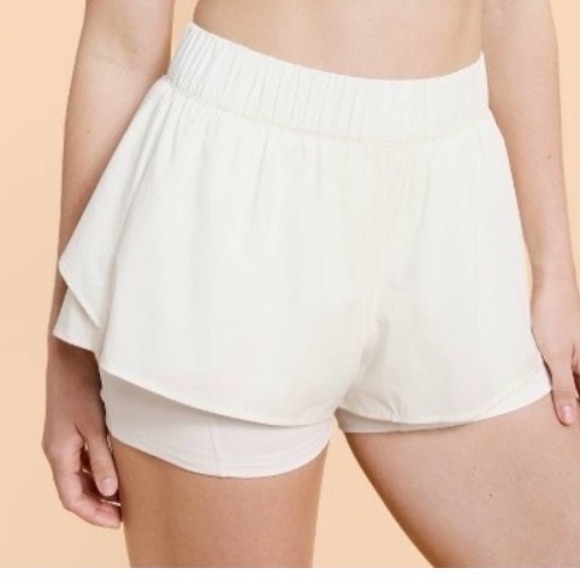 Blogilates | Shorts | Blogilates White Ruffle Shorts Size L | Poshmark
